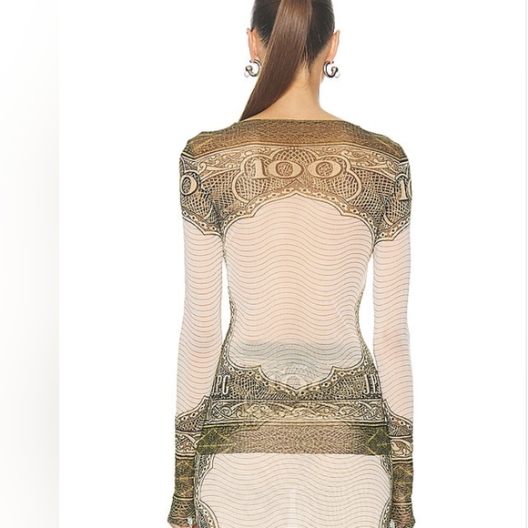 3S. NWT JEAN PAUL GAULTIER CARTOUCHE MESH CREW LONG SLEEVE TOP - Picture 3 of 8